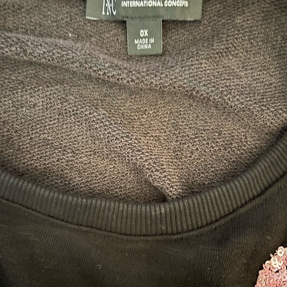 NEW INC Plus Size Sequin-Heart Black Sweatshirt 0X - Picture 6 of 12